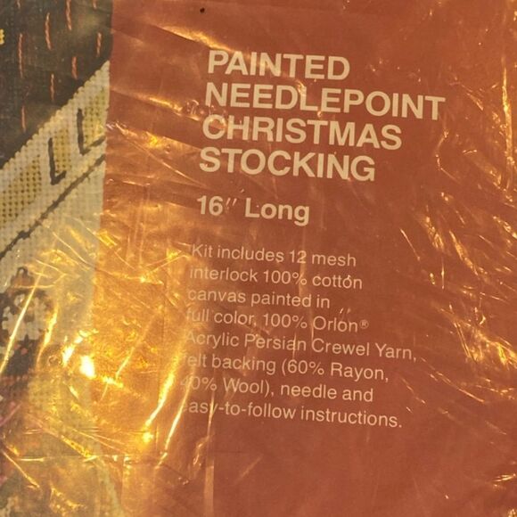 1373 Bucilla Christmas Stocking Needlepoint Kit Santa Coming Down the Railing - Picture 3 of 5